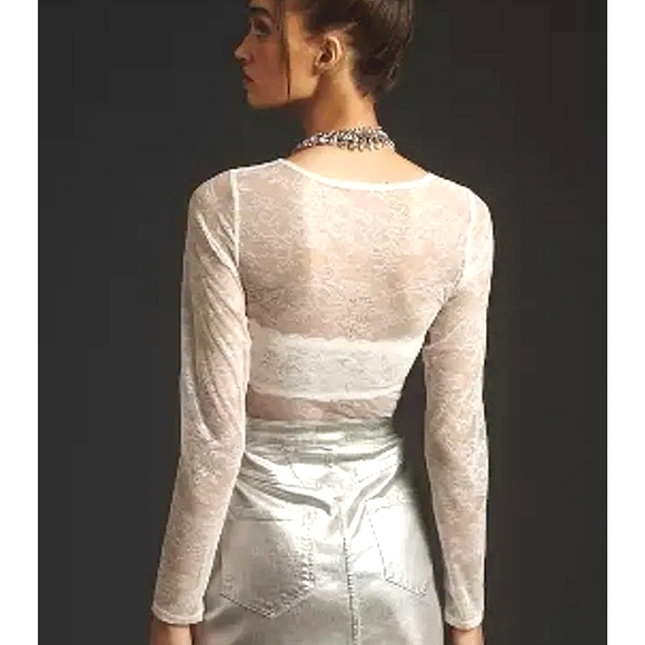 NWT Anthropologie Lace Bodysuit the Harlow in white size small - Picture 2 of 6